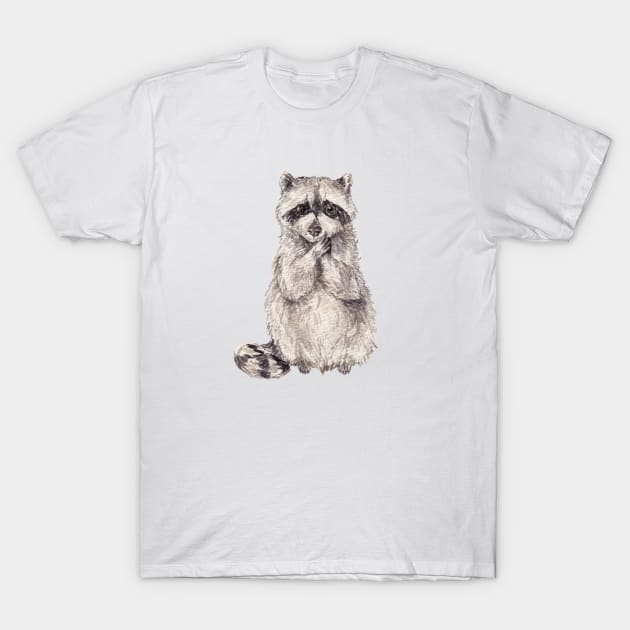 Cute watercolor raccoon T-Shirt by wanderinglaur